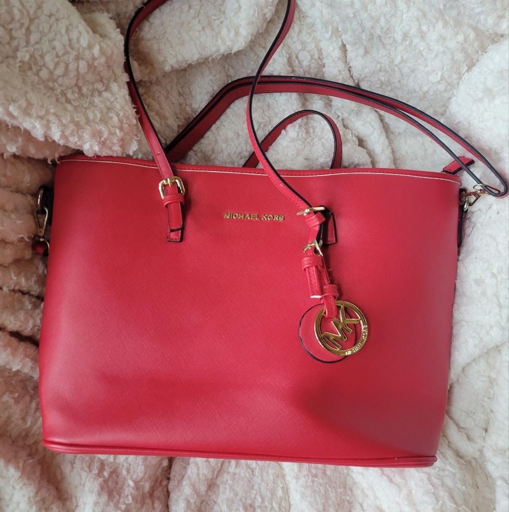 Michael Kors Red Leather Shoulder Bag